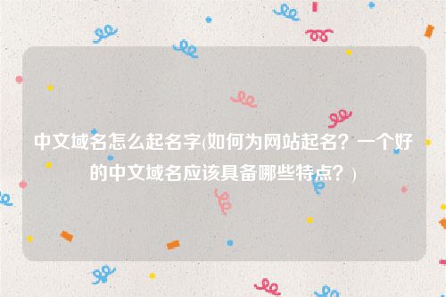 中文域名怎么起名字(如何为网站起名？一个好的中文域名应该具备哪些特点？)