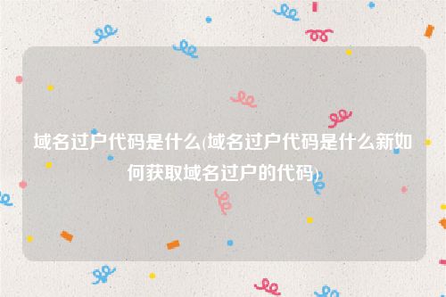 域名过户代码是什么(域名过户代码是什么新如何获取域名过户的代码)