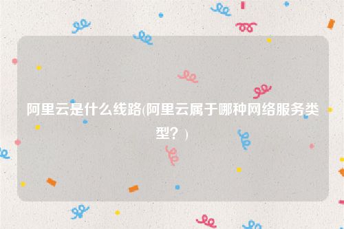 阿里云是什么线路(阿里云属于哪种网络服务类型？)