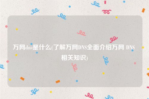 万网dns是什么(了解万网DNS全面介绍万网 DNS 相关知识)