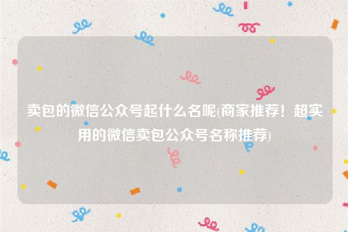 卖包的微信公众号起什么名呢(商家推荐！超实用的微信卖包公众号名称推荐)