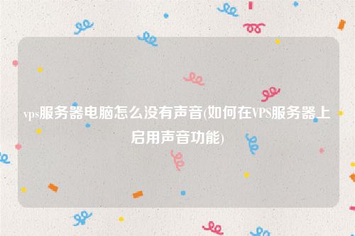vps服务器电脑怎么没有声音(如何在VPS服务器上启用声音功能)