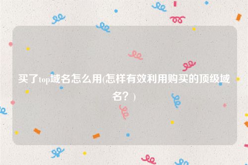 买了top域名怎么用(怎样有效利用购买的顶级域名？)